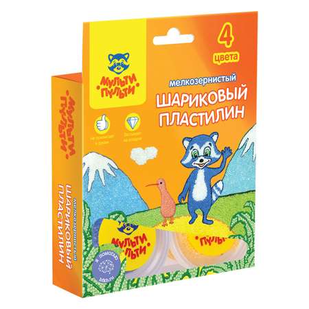Пластилин шариковый Мульти Пульти Енот в Новой Зеландии 4 цвета застывающий