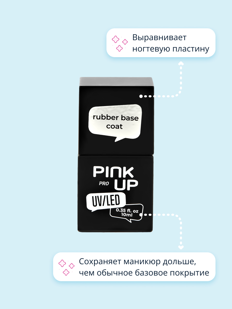 Выравнивающая база для ногтей Pink Up rubber base coat каучук 10 мл - фото 2