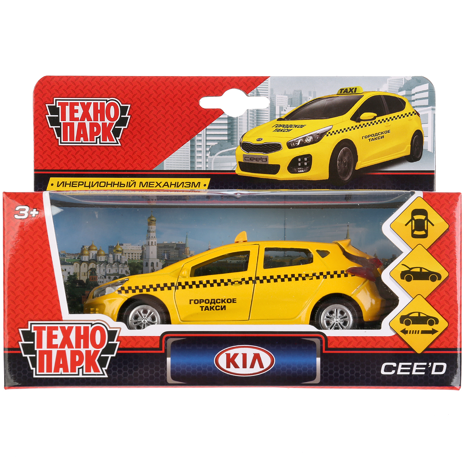 Машина Технопарк Kia Ceed Такси инерционная 243672 купить по цене 349 ₽ в  интернет-магазине Детский мир