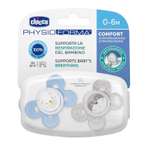 Пустышка CHICCO Physio Comfort 2шт 0-6мес силикон Blue рисунок собачка енот