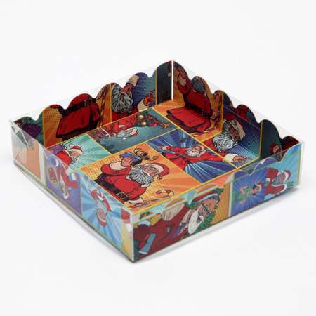 Коробочка Sima-Land для печенья«Pop art новогодние супергерои» 12×12×3 см. 1 шт.