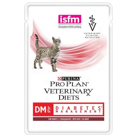 Корм для кошек Purina Pro Plan Veterinary diets DM при диабете говядина пауч 85г