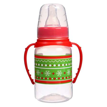 Бутылочка для кормления Sima-Land «Новогодние Снежинки» 150 мл цилиндр подарочная упаковка с ручками