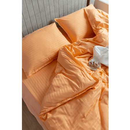 Комплект постельного белья LELIT 2-х спальный 100% страйп-сатин 125гр/м2 коралловый
