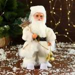 Дед мороз Sima-Land «В меховом костюме с фонариком» двигается с подсветкой 28 см белый