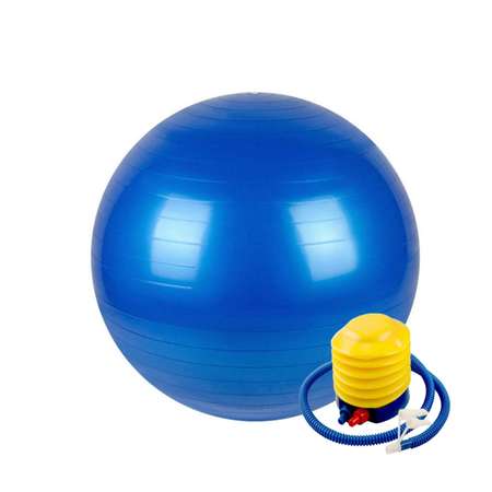 Гимнастический мяч Solmax Фитбол для тренировок с насосом синий 75 см