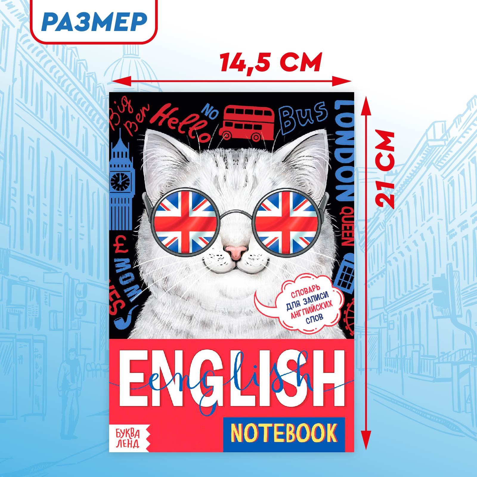 Словарь Буква-ленд для записи английских слов English notebook. «Кот» 52  страниц купить по цене 209 ₽ в интернет-магазине Детский мир