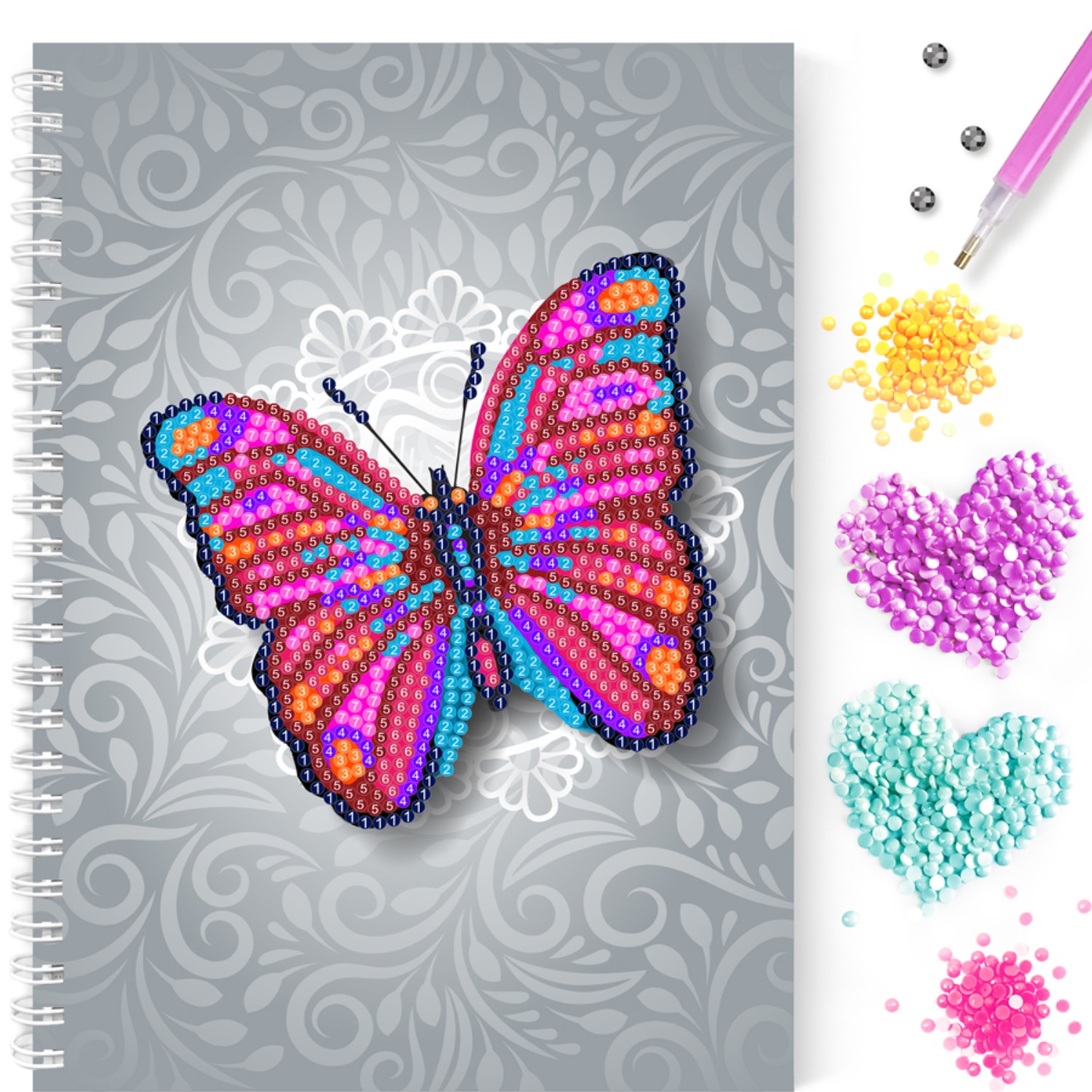 Алмазная мозаика Color Kit тетрадь со стразами Бабочка клетка 48 листов - фото 1