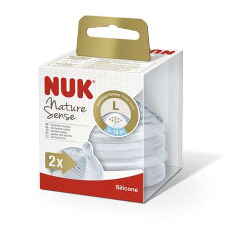 Соска Nuk Nature Sense L быстрый поток с 6месяцев 2шт 10125026