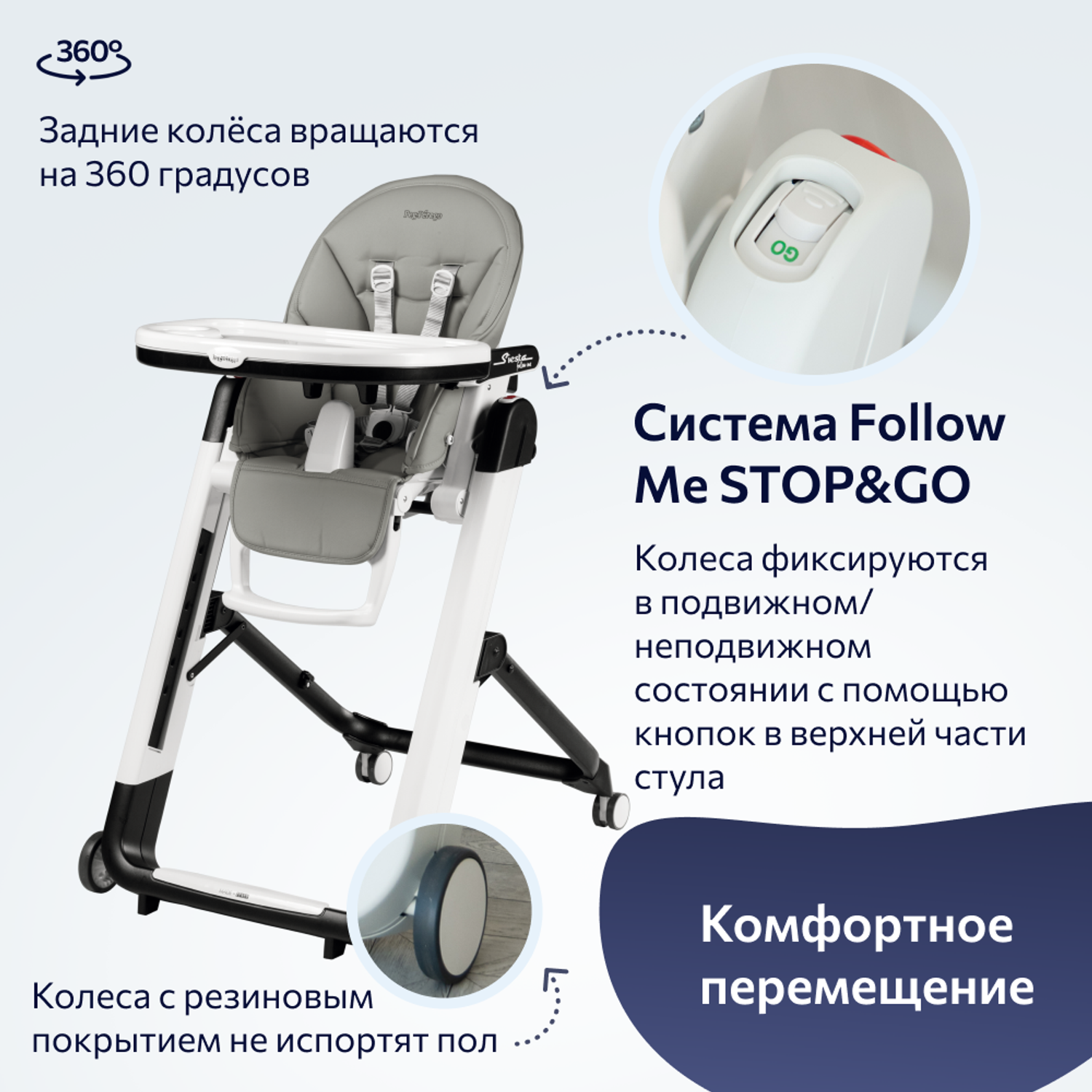 Стульчик для кормления Peg-Perego Siesta Follow Me Ice - фото 7