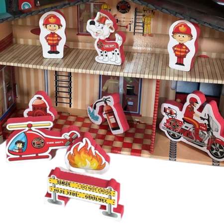Игровой набор JAGU 3Д макет Пожарная часть с дополненной реальностью 10 фигурок