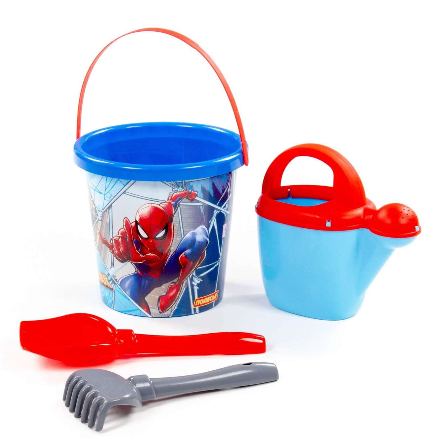 Набор для песочницы Полесье с ведерком и лейкой Marvel Человек-Паук 4 предмета синий - фото 1
