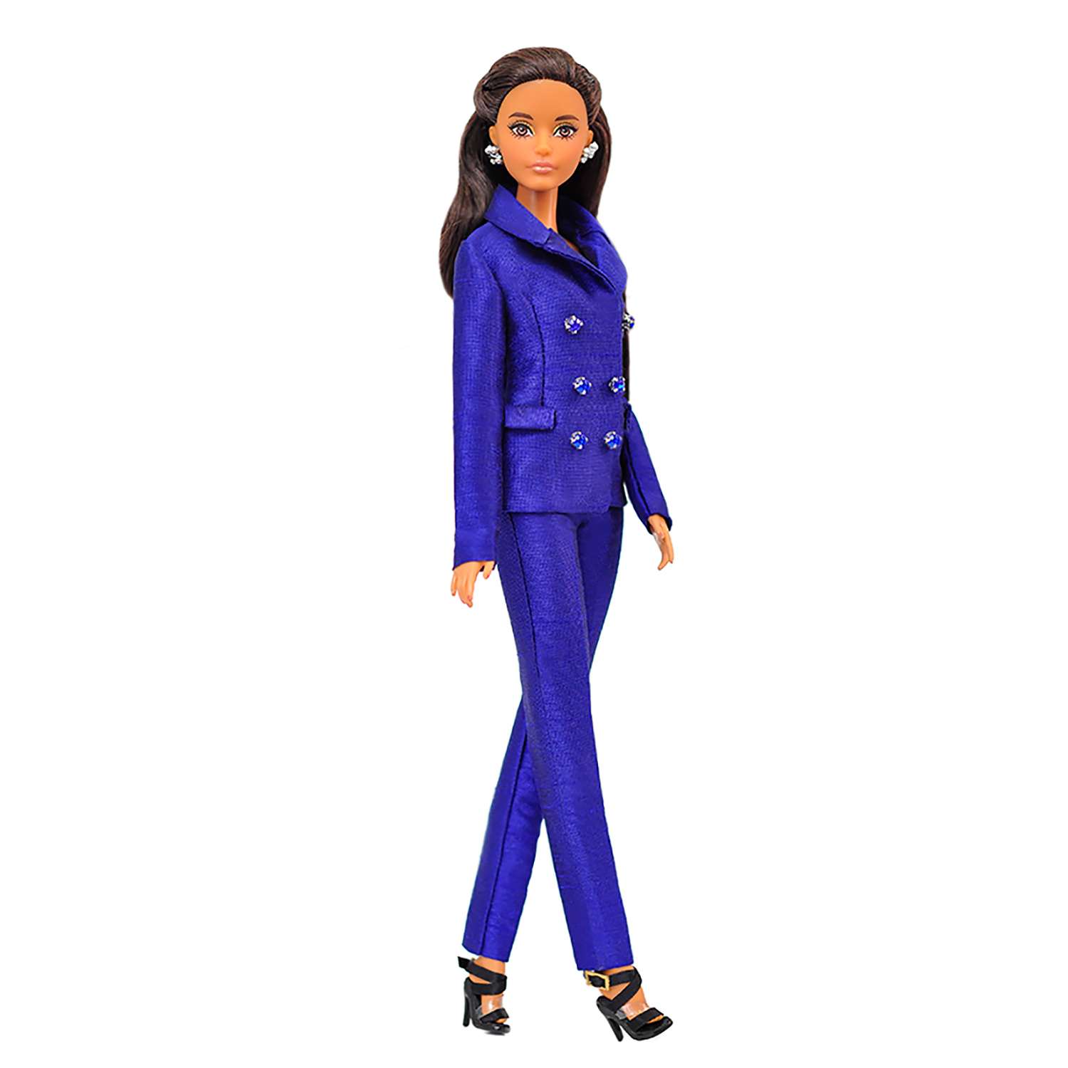 Шелковый брючный костюм Эленприв Синий для куклы 29 см типа Барби FA-011-01 - фото 1