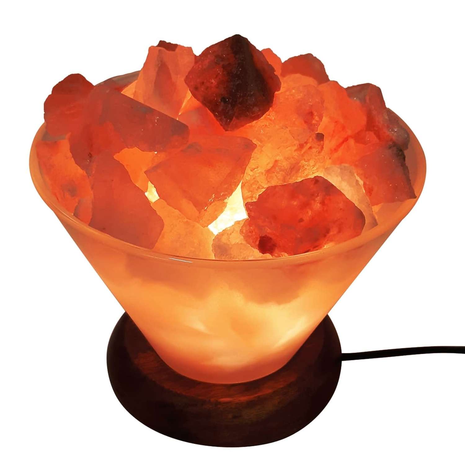 Солевая лампа Wonder Life Стеклянная Ваза с камнями из гималайской соли 2-3кг - фото 1