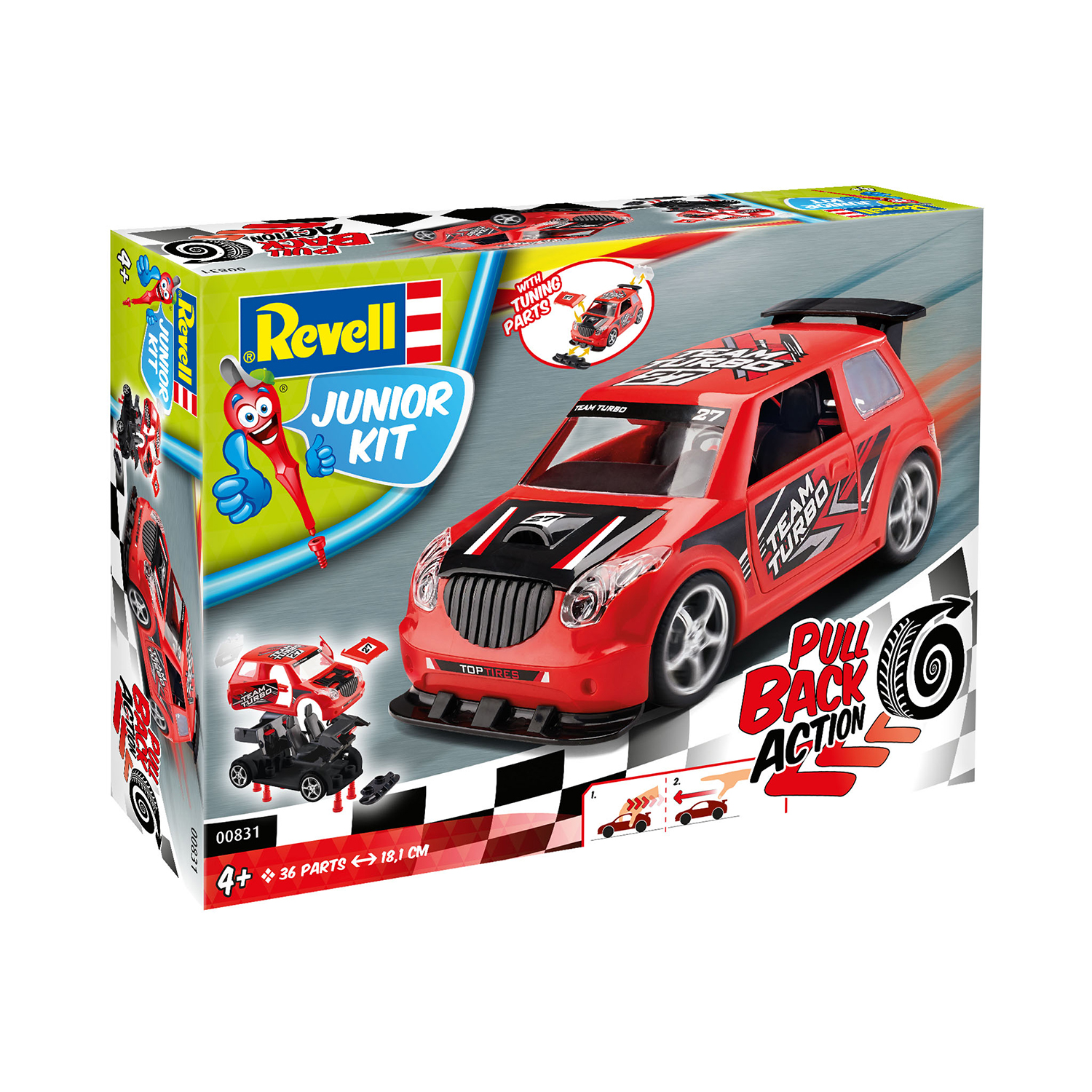 Сборная модель Revell Раллийный автомобиль Junior kit Pull Back Rallye Car красный 00831 - фото 3