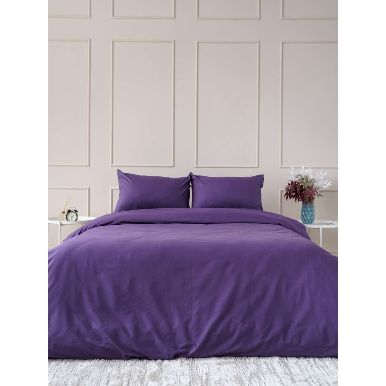 Комплект постельного белья IDEASON Поплин 3 предмета 2.0 спальный фиолетовый - фото 3