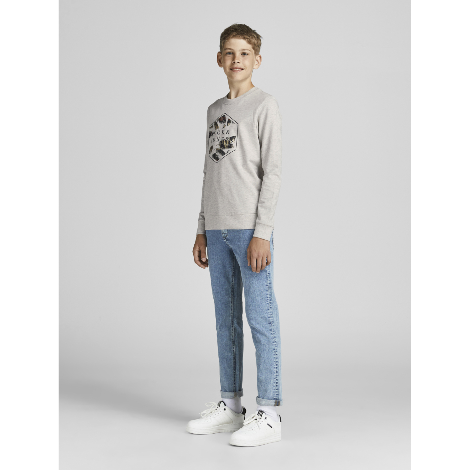 Свитшот JACK AND JONES JUNIOR 12189128/Cloud Dancer - фото 5