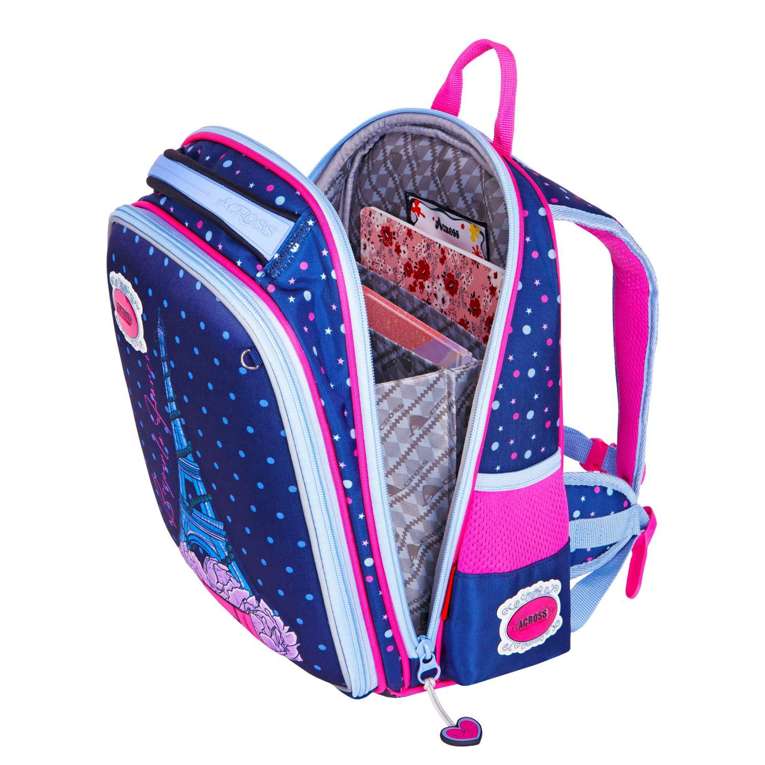 Рюкзак школьный ACROSS с наполнением: мешочек для обуви каркасный пенал и брелок - фото 5