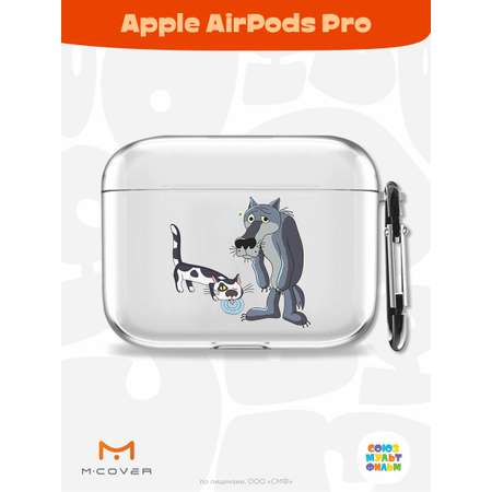 Силиконовый чехол Mcover для Apple AirPods Pro с карабином Кот и волк