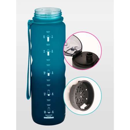 Бутылка для воды спортивная 1л UZSPACE 1234 голубой/темно-синий
