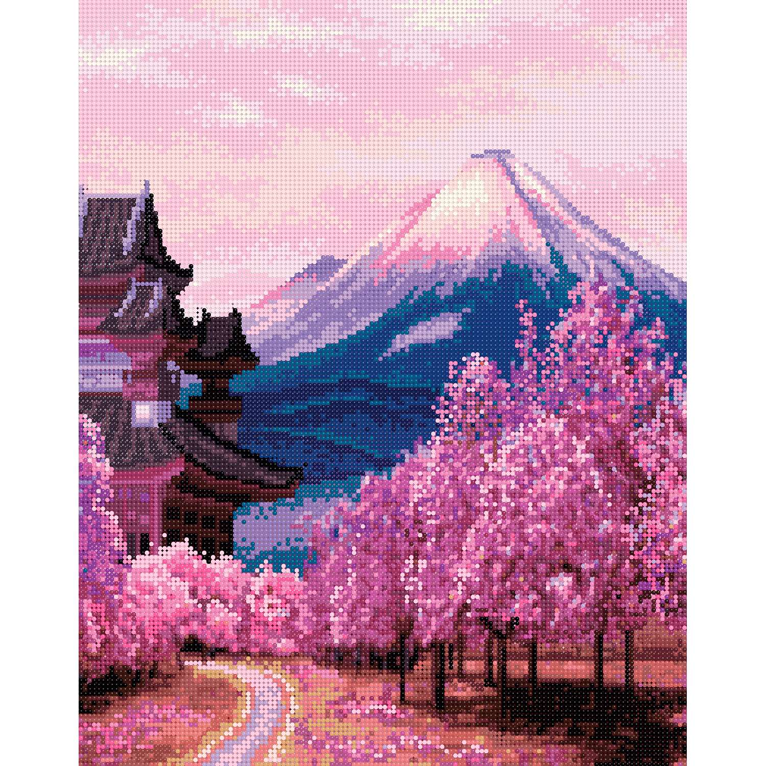 Алмазная мозаика Art on Canvas Сакура у подножья фудзиямы холст на подрамнике 40*50 - фото 2