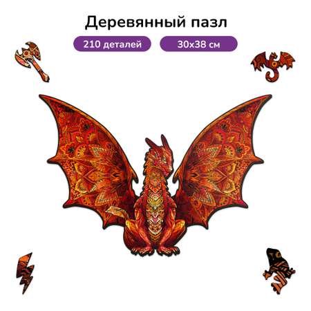 Пазл фигурный деревянный Active Puzzles Огненный дракон