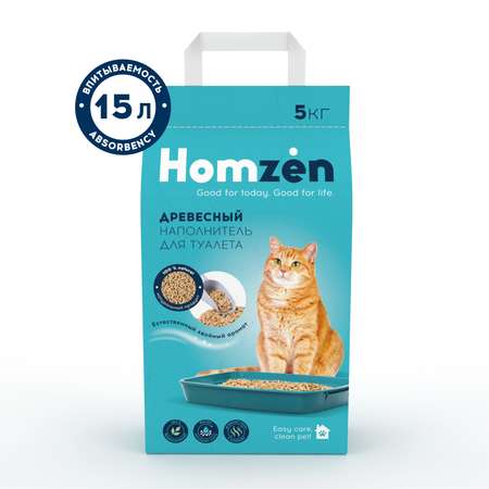 Наполнитель для кошачьего туалета Homzen древесный 15л