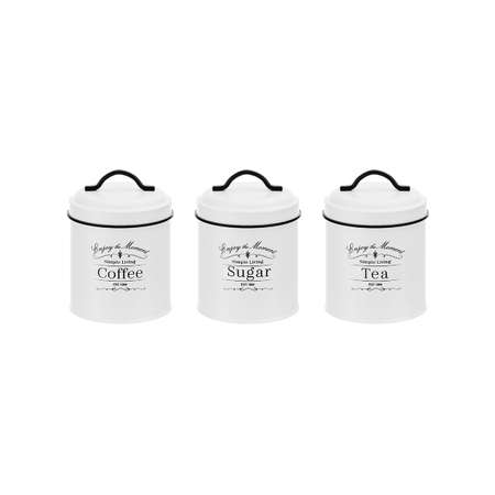 Набор банок Elan Gallery для сыпучих продуктов 3 шт 1.1 л Tea Coffee Sugar с крышками