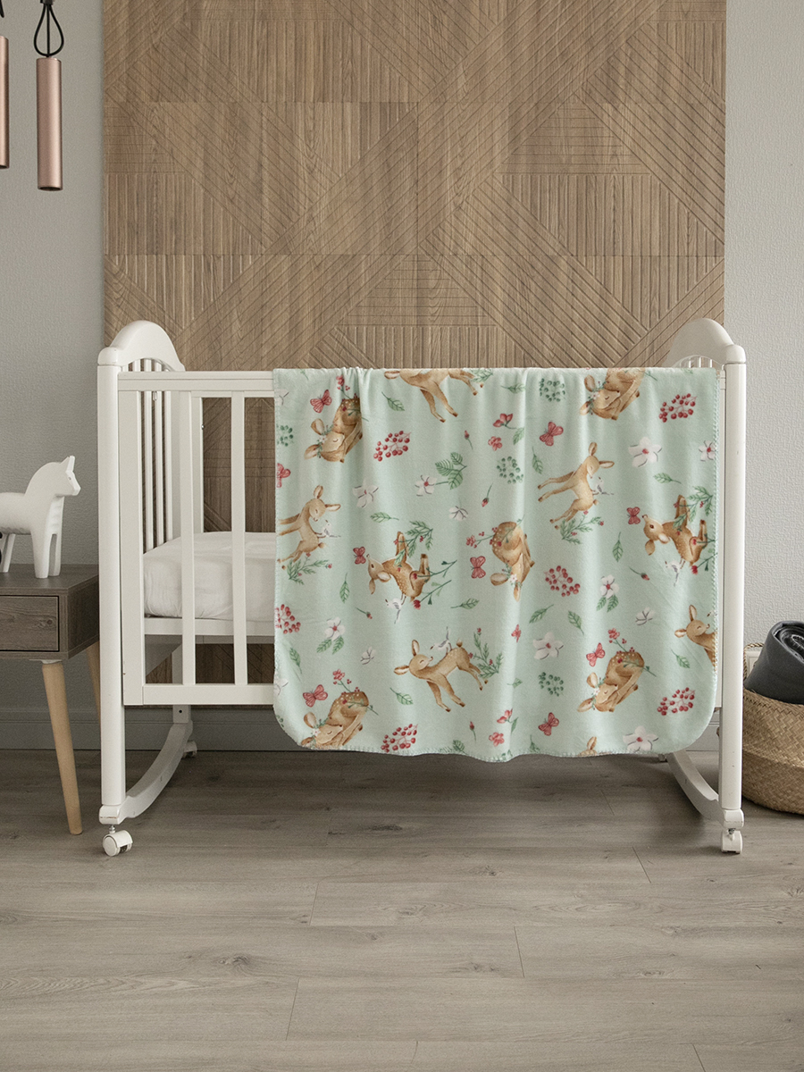 Плед Baby Nice micro flannel Оленята мятный 100х140 см - фото 1