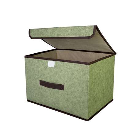 Короб с крышкой ГЕЛЕОС для хранения вещей Линен-24 24х37х24см зеленый
