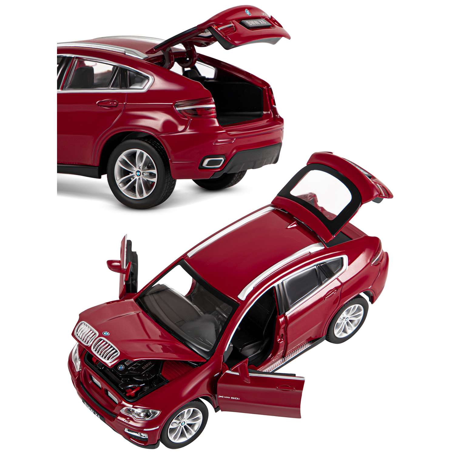 Машинка металлическая АВТОпанорама игрушка детская BMW X6 1:26 бордовый JB1251128 - фото 9