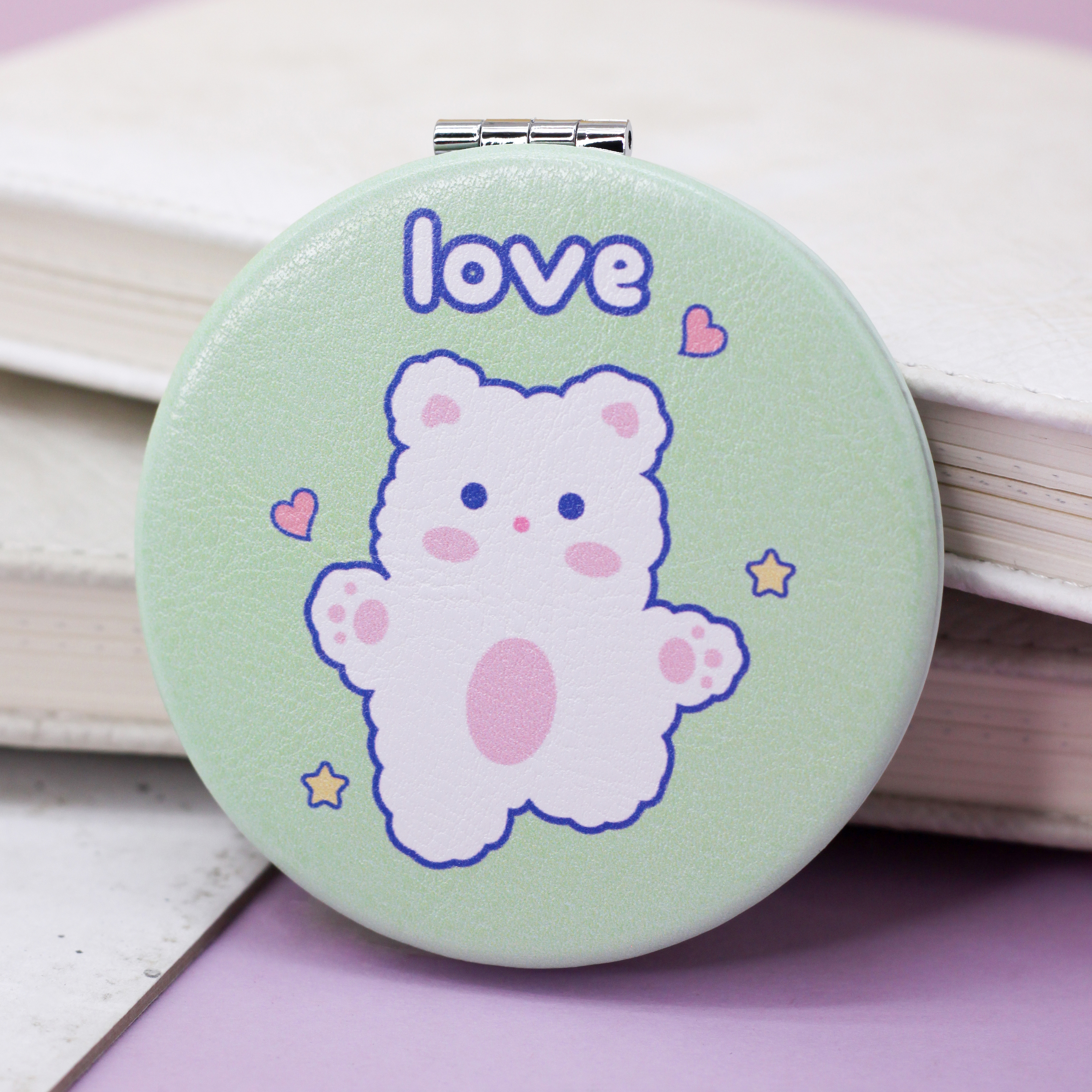 Зеркало карманное iLikeGift Cute love green с увеличением - фото 1