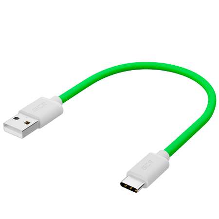 Кабель USB GCR 0.25m TypeC быстрая зарядка в зеленой TPE оболочке GCR-53040