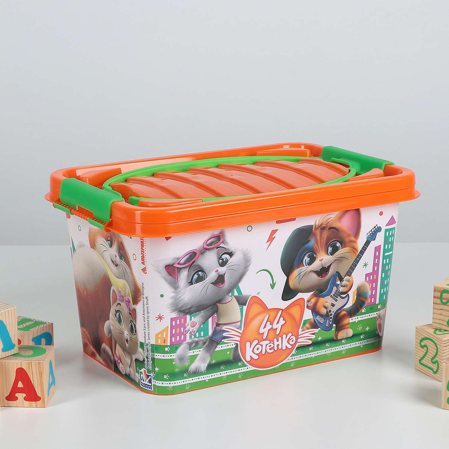 Контейнер Sima-Land для хранения игрушек 7 л 44 котенка цвет оранжевый - фото 2