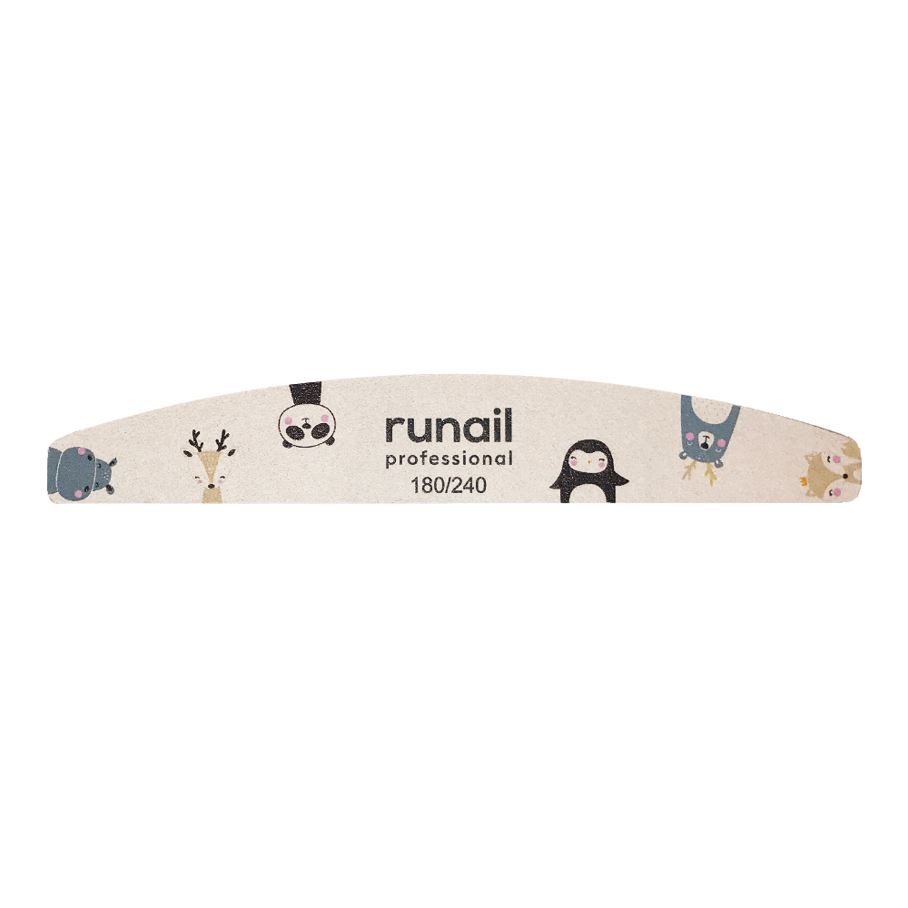 Пилка для ногтей Runail Professional полукруг 180 на 240 грит - фото 1