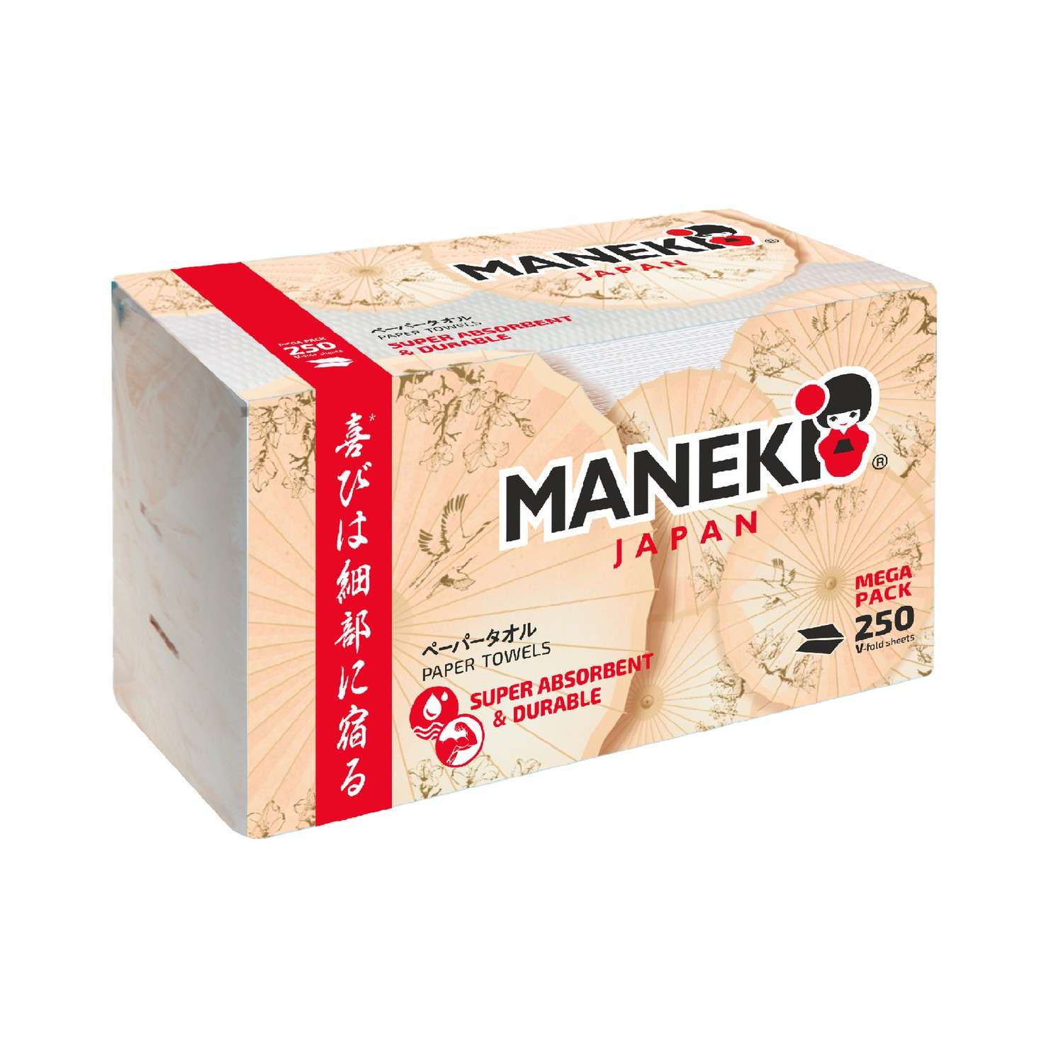 Бумажные полотенца Maneki Kabi V-сложение белые 250 шт - фото 1