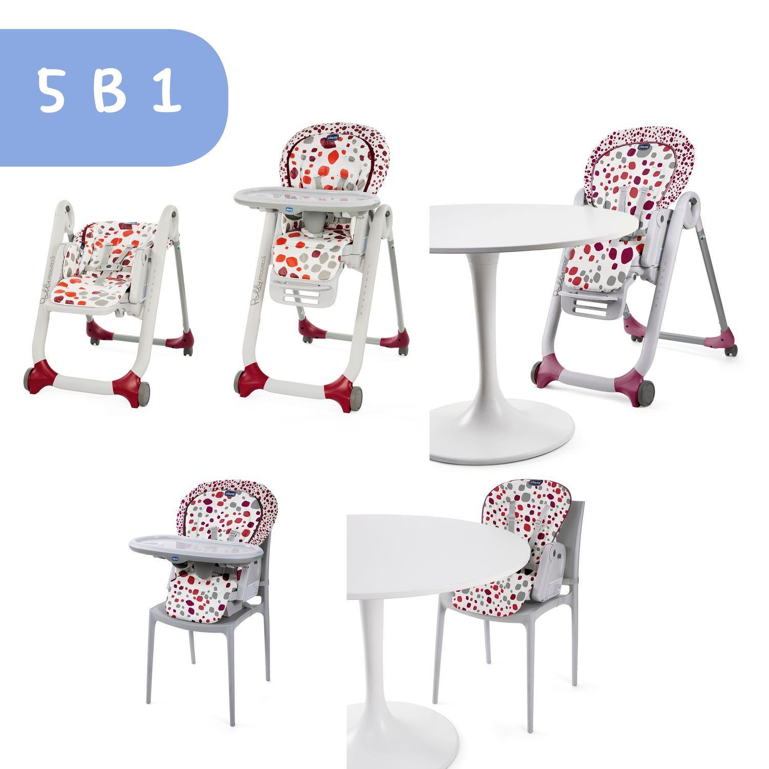 Стульчик-трансформер Chicco Polly Progres5 Cherry - фото 35