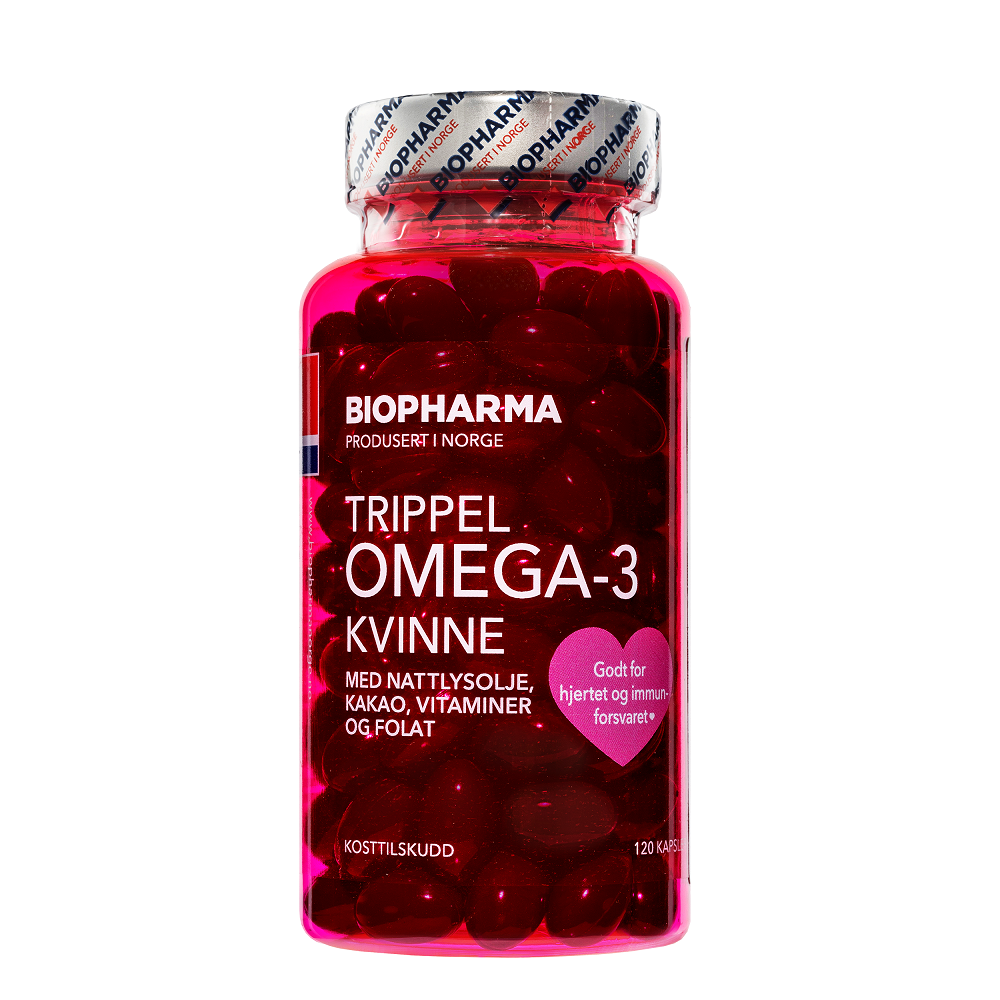 БАДы Biopharma Омега 3 с фолиевой кислотой Рыбий жир для женщин Trippel Omega-3 Kvinne 120 капсул - фото 6