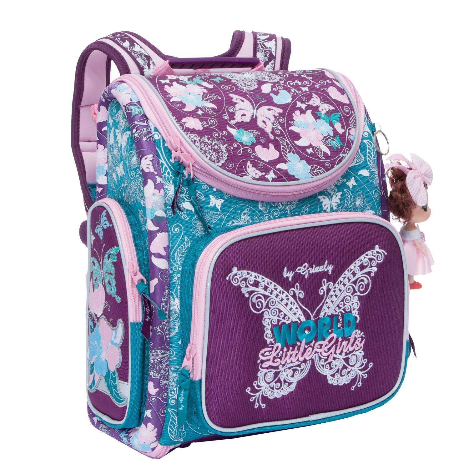 Рюкзак Grizzly для девочки фиолетовая бабочка - фото 2