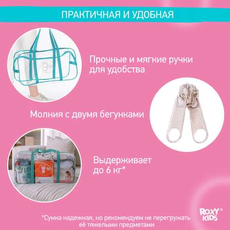 Сумка в роддом ROXY-KIDS прозрачная цвет бирюзовый