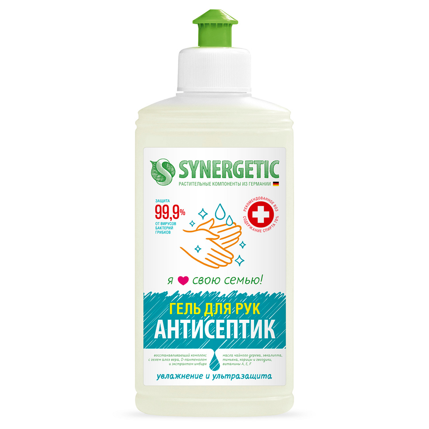 Антисептик-гель Synergetic увлажнение и ультразащита 0.25л 300007 - фото 1