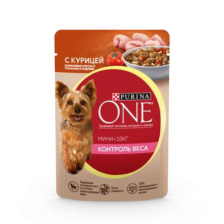 Корм для собак Purina One Mini Контроль Веса курица-рис-томаты 85г