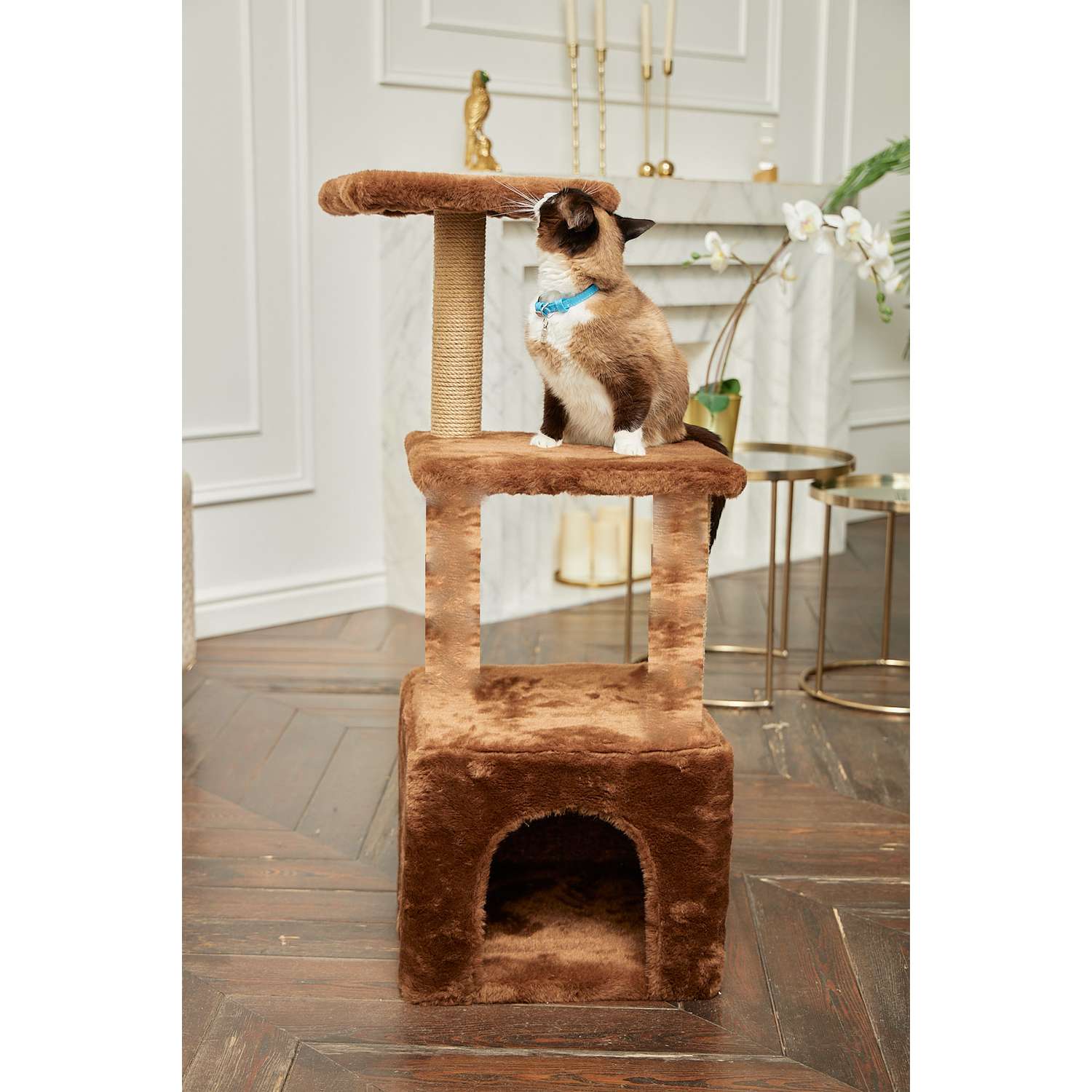 Домик для кошки с когтеточкой Pet БМФ Коричневый - фото 1