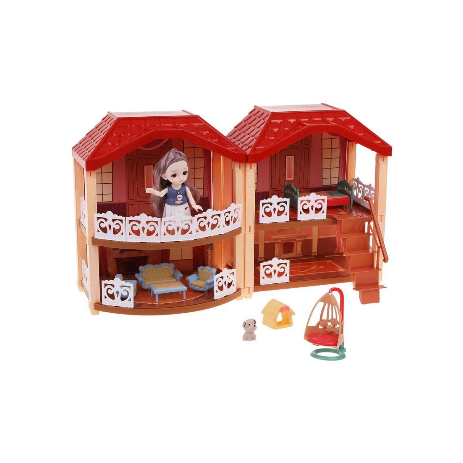 Кукольный домик Наша Игрушка игровой набор со световыми эффектами в комплекте 168 деталей 651431 - фото 4