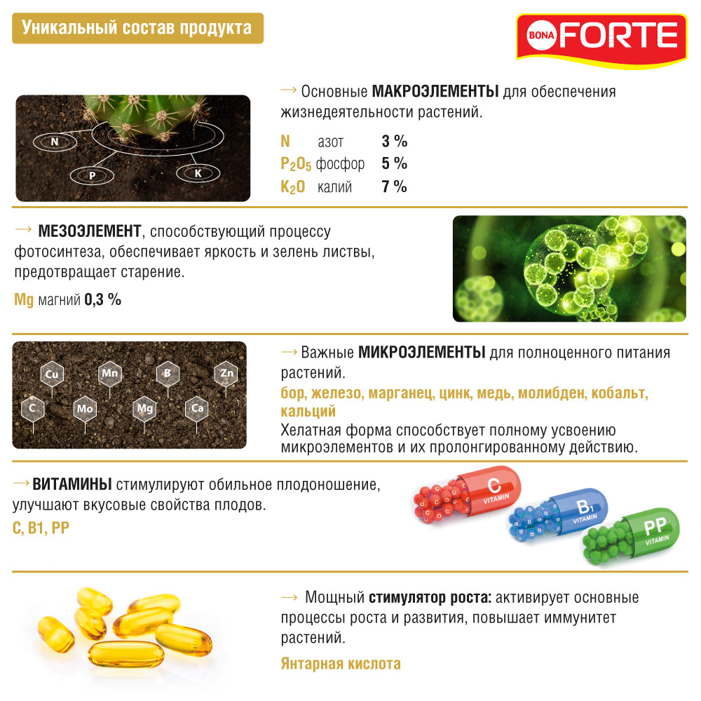 Жидкое минеральное удобрение Bona Forte Красота Для кактусов 285 мл - фото 5