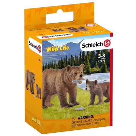 Набор SCHLEICH Медведица гризли с медвежонком 4предмета 42473