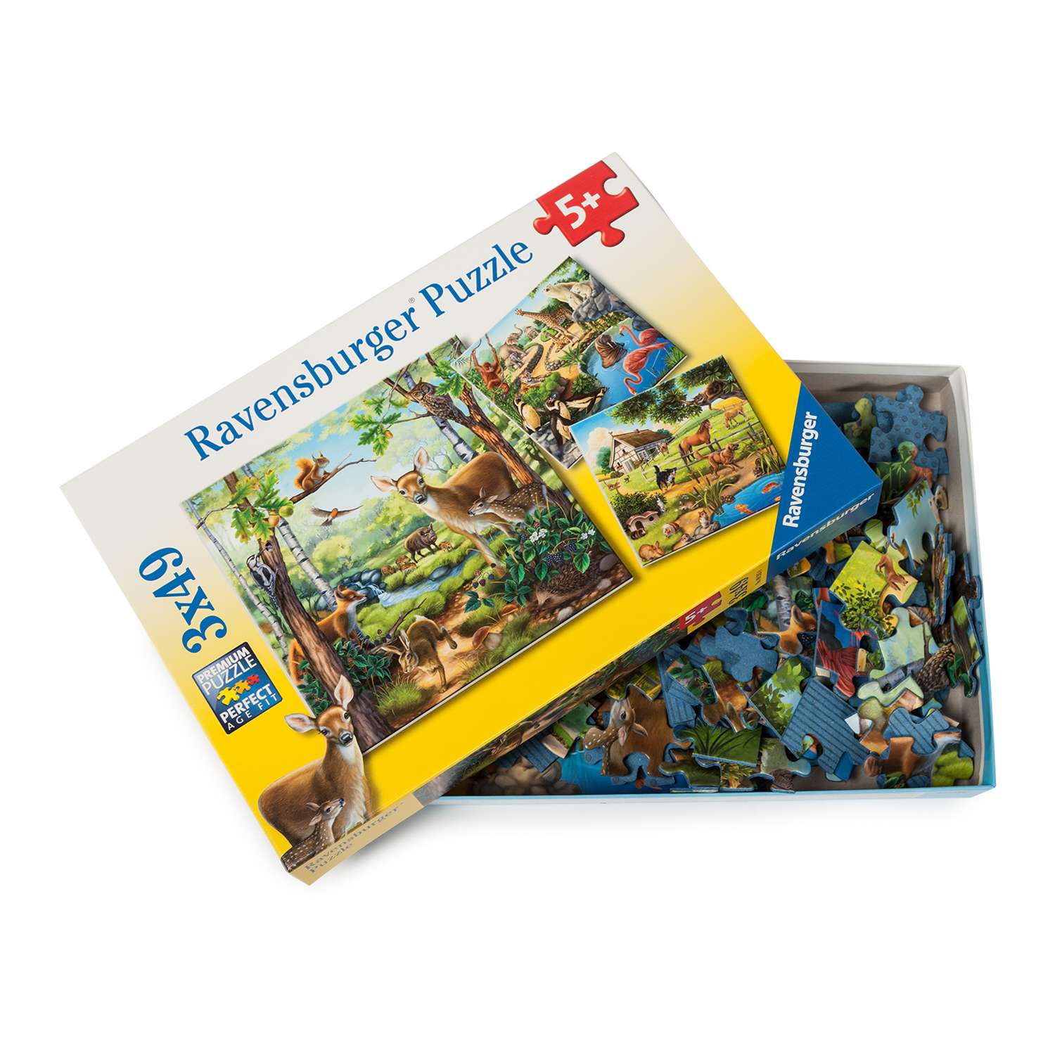 Пазл Ravensburger Лес, зоопарк, домашние животные 3х49 - фото 2