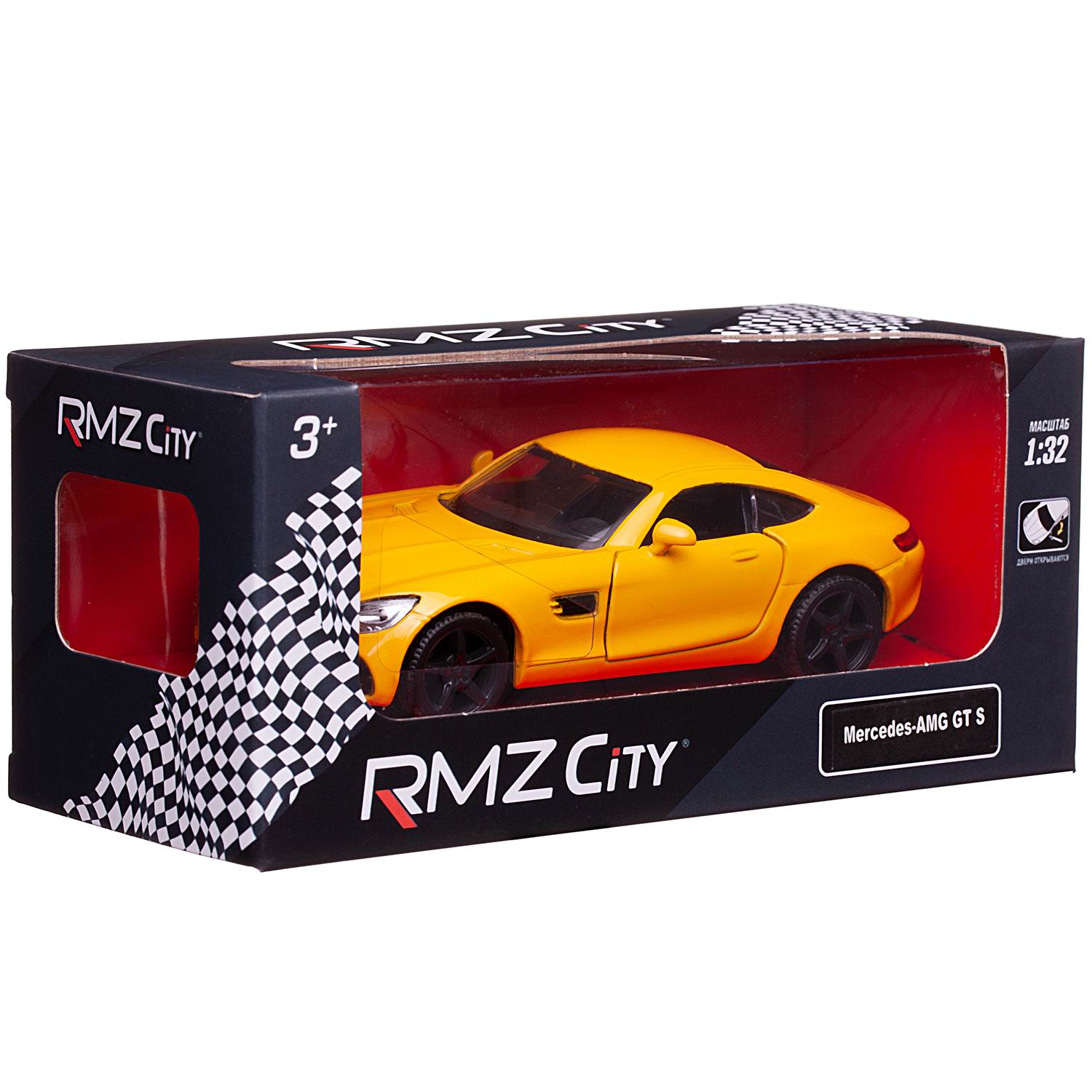 Машина металлическая RMZ City 1:32 Mercedes-Benz GT S AMG 2018 (цвет желтый)