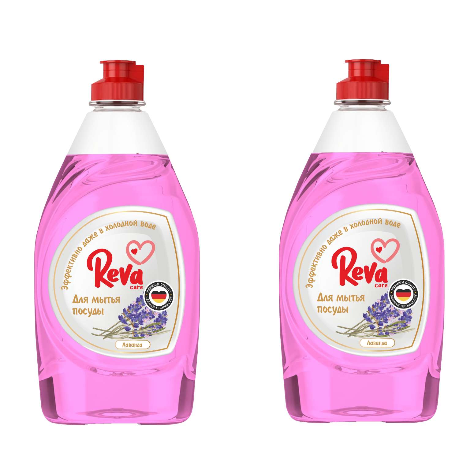 Средство для мытья посуды Reva Care эко гель 5 л с ароматом Лаванды 2 упаковки по 450 мл - фото 1