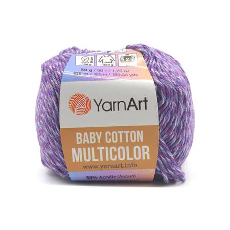 Пряжа для вязания YarnArt Baby cotton multicolor 50 гр 165 м хлопок акрил детская 10 мотков цвет 5218